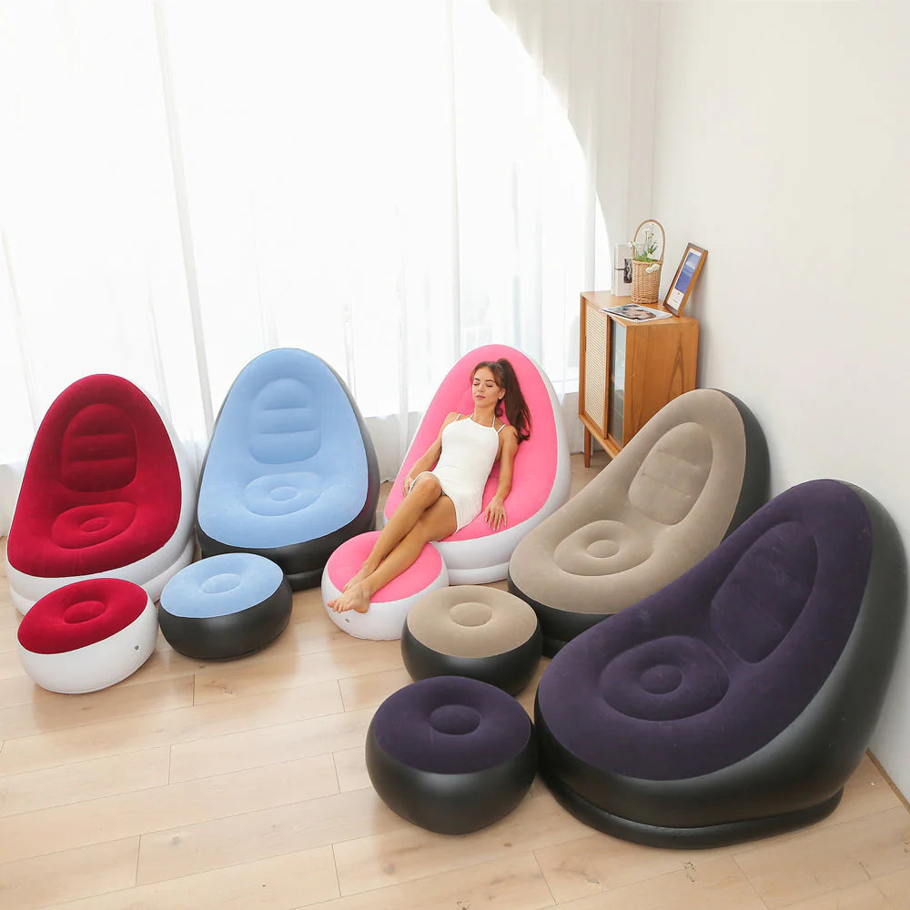 Thick Inflatable Lazy Sofa with Footstool