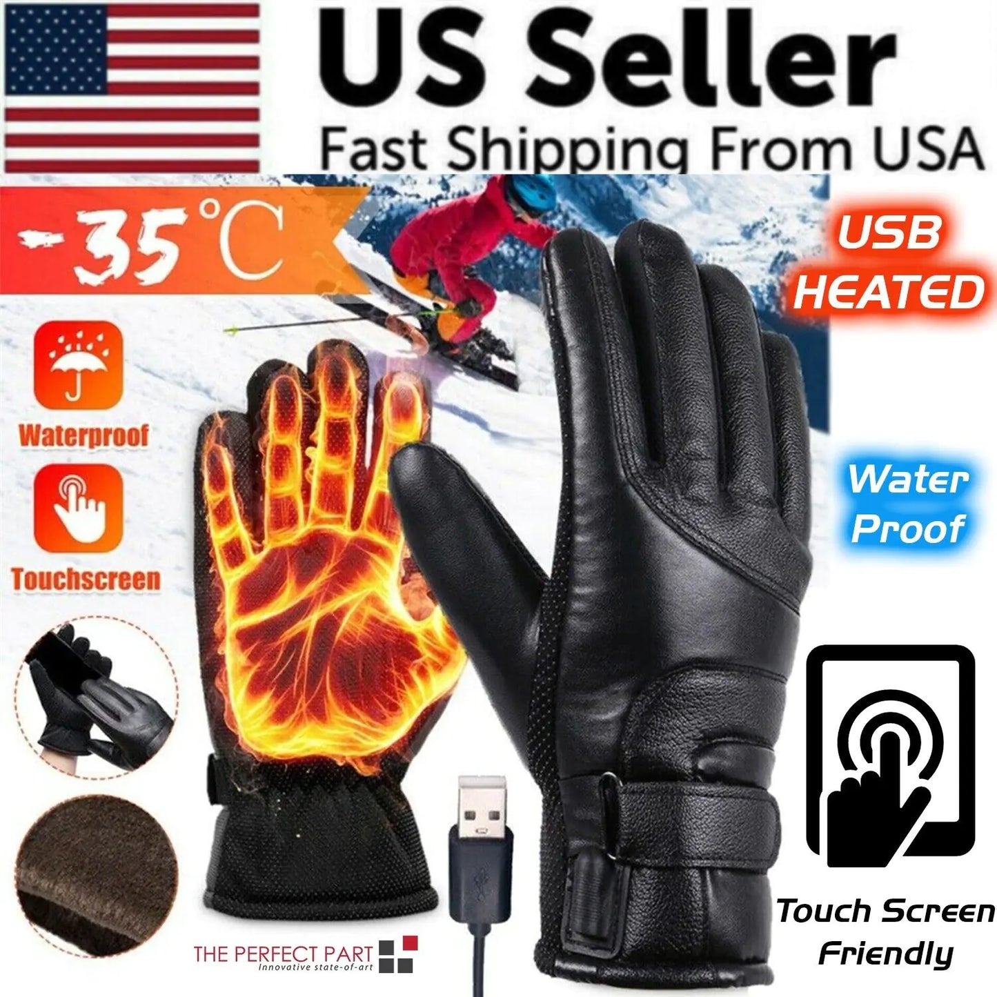 Heated Winter Ski Gloves