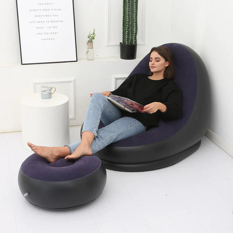 Thick Inflatable Lazy Sofa with Footstool