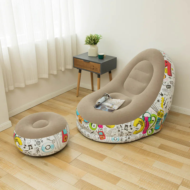 Thick Inflatable Lazy Sofa with Footstool