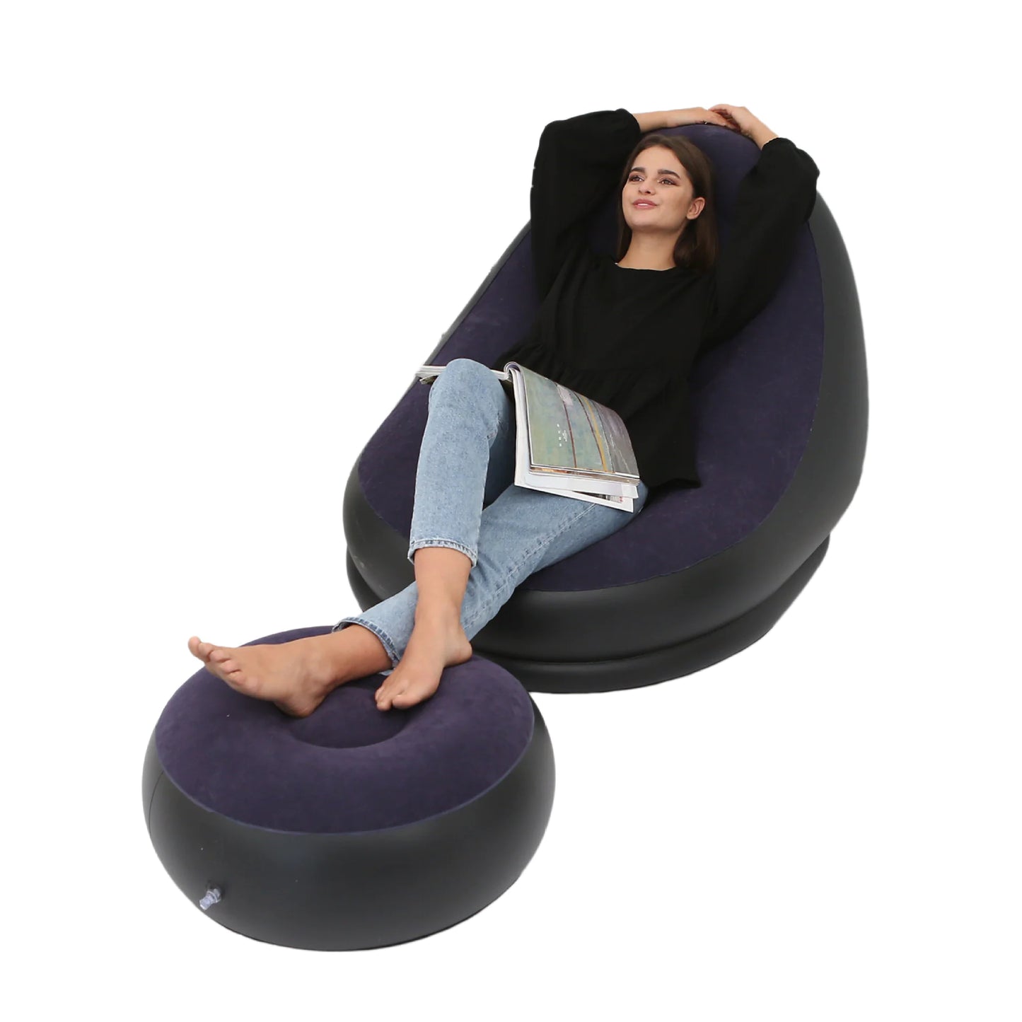 Thick Inflatable Lazy Sofa with Footstool